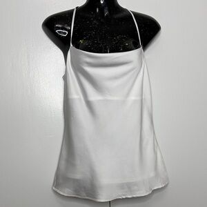 Express White Satin Cowl Women Lined Camisole with Spaghetti Straps Size S  NWOT